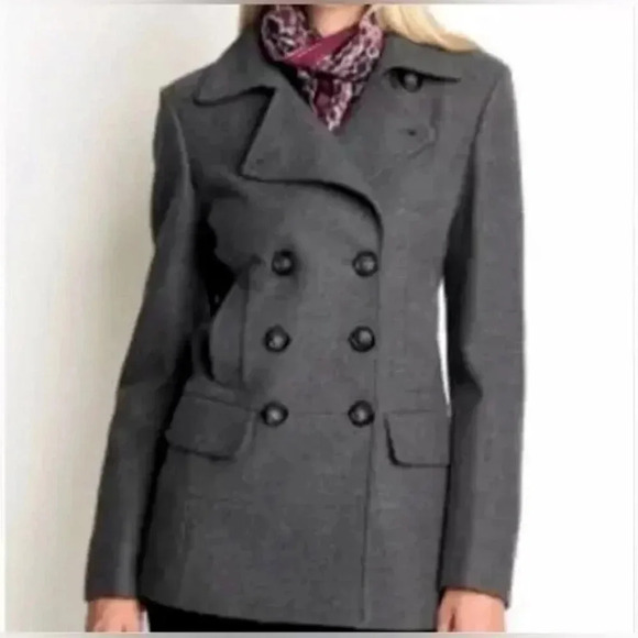 Banana Republic Melange Wool Double Breasted Pea  Coat - Picture 1 of 16